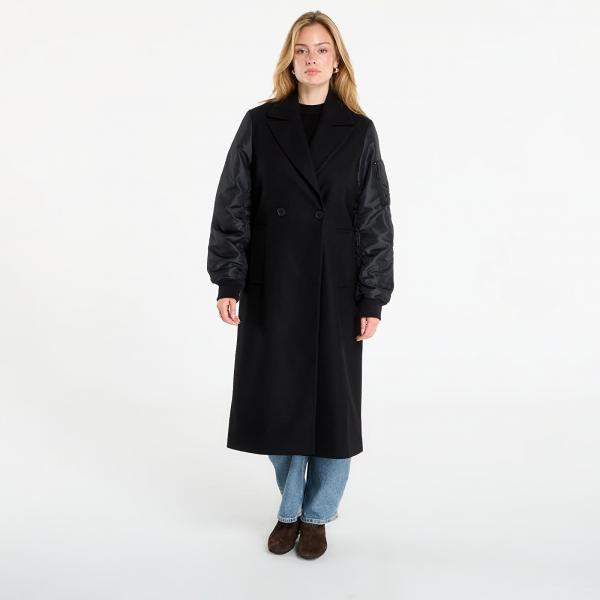 Kabát AllSaints Paulah Wool Blend Double Breasted Coat Black 12