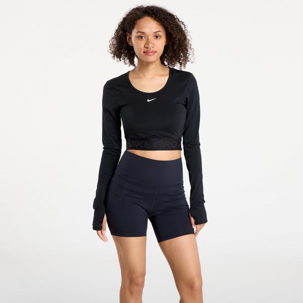 Tílko Nike Pro Women's Dri-FIT Cropped Long-Sleeve Top Black/ Anthracite/ White L