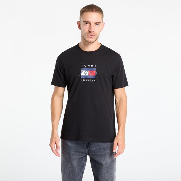Tričko Tommy Hilfiger Linear Flag Graphic Tee Black L