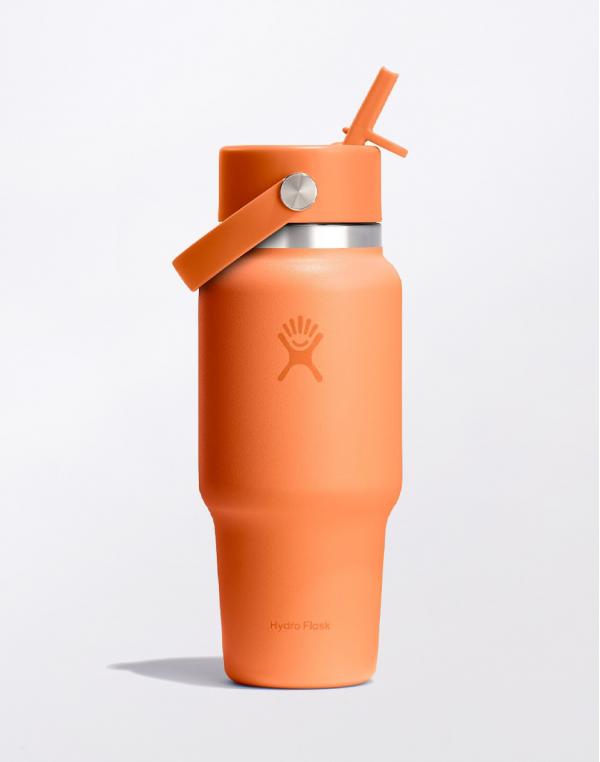 Hydro Flask Wide Mouth Travel Bottle with Flex Straw Cap 24 oz (710 ml) Nectar Orange