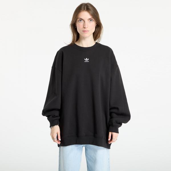 Mikina adidas Essentials Fleece Long Oversized Crew Sweatshirt Black L