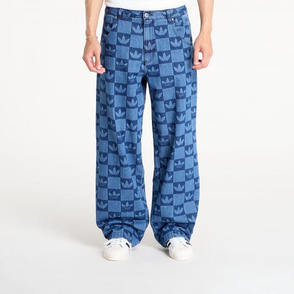 Džíny adidas Monogram All Over Print Regular Denim Pants Indigo Denim 32