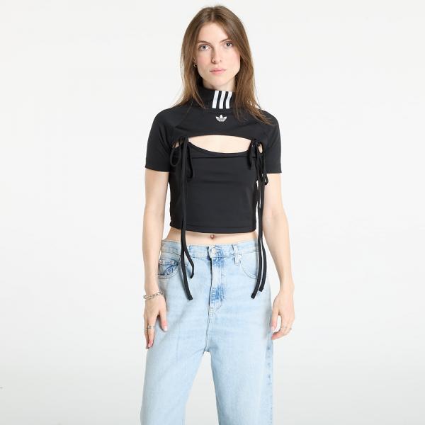 Top adidas Ribbon Cut Out Crop Top Black L