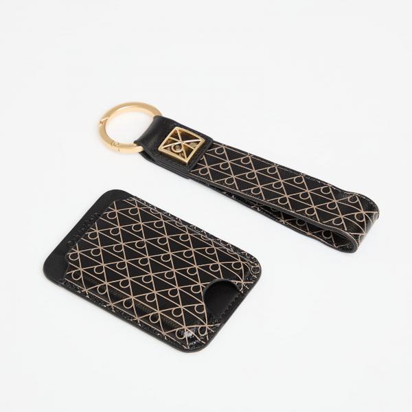Peněženka Calvin Klein Emblem Aop Key Fob + Cardholder Black Universal