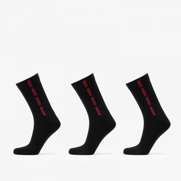 Ponožky Hugo Boss 3-Pack Qs Rib Tape Md Black 43-46