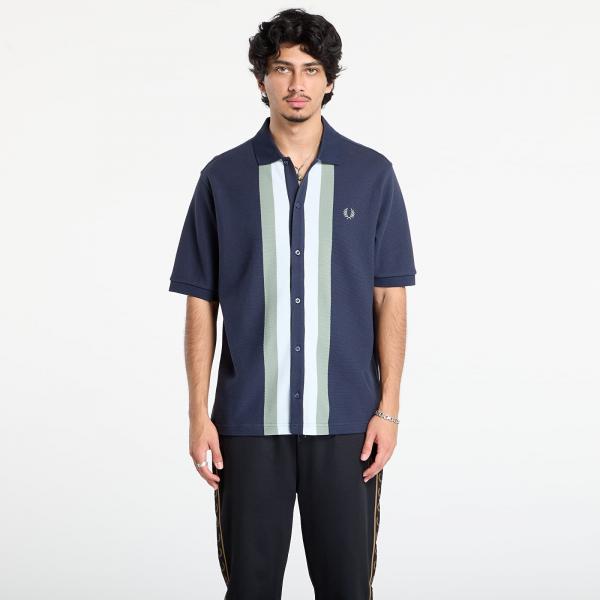 Tričko FRED PERRY Panelled Button Through Polo S Dark Airforce M