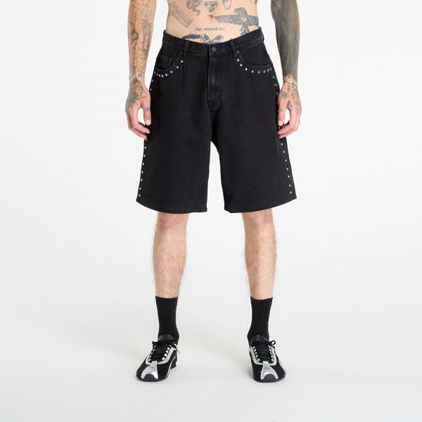 Šortky PLEASURES Daft Club Lucky Studded Jorts Black 32