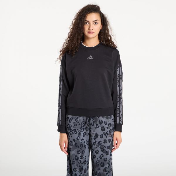 Mikina adidas W Animal Print French Terry 3 Stripes Sweatshirt Black/ Multicolor L
