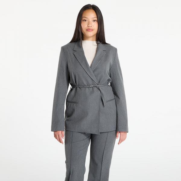 Kabát Samsøe Samsøe Salot Blazer Belt Dark Gull Gray Pinstripe L