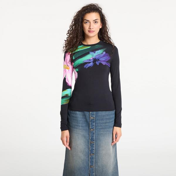 Tričko Desigual Lena Ls T-Shirt Black M