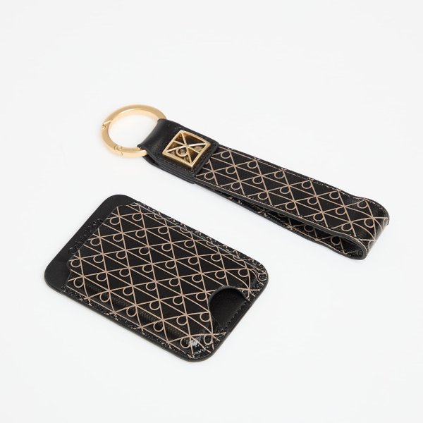 Peněženka Calvin Klein Emblem Aop Key Fob + Cardholder Black Universal