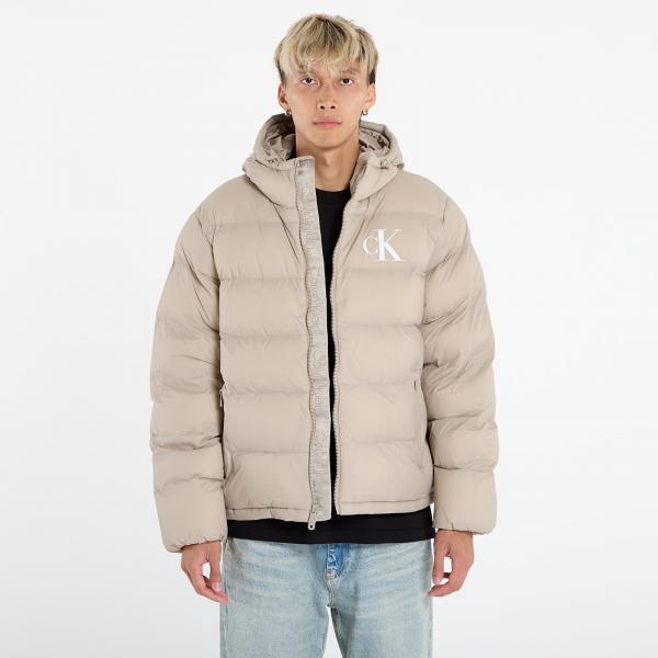 Péřovka Calvin Klein Jeans Ls Nylon Monogram Pu Jacket Brown S