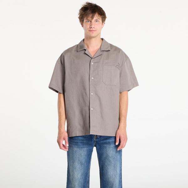 Košile Nike Life Men's Linen Short-Sleeve Button Down Cave Stone/ Anthracite/ Cave Stone L