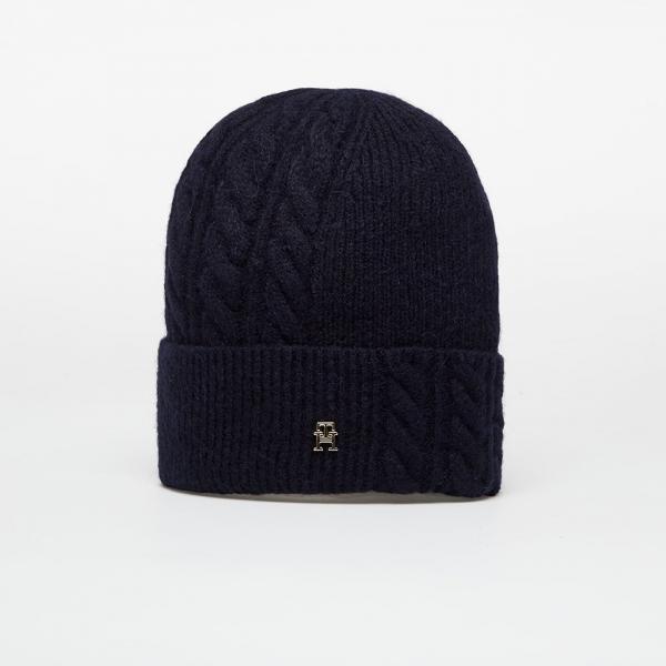 Čepice Tommy Hilfiger Elevated Chic Fluffy Beanie Blue Universal