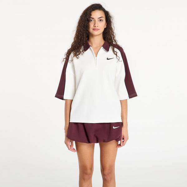 Tričko Nike W Ss Polo Sail/ Burgundy Crush M