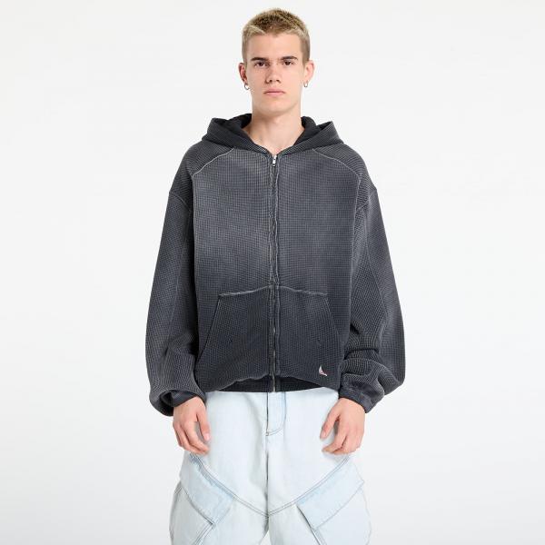Mikina ROA Bee Sun Faded Waffle Zip Up Hoodie Black L