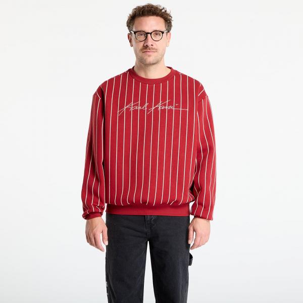 Mikina Karl Kani Autograph Pinstripe Sweat Os Crewneck Red S