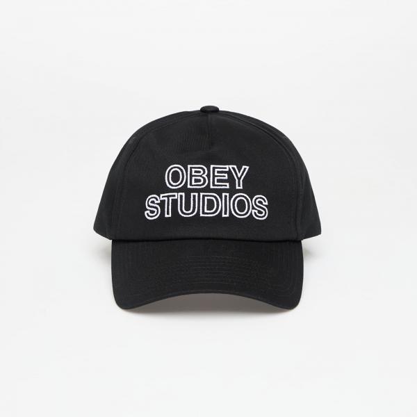 Kšiltovka OBEY Studios 5 Panel Strapback Black Universal