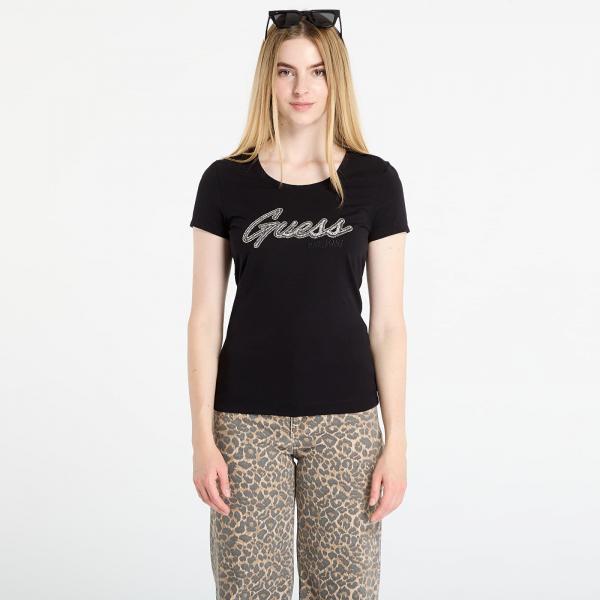 Tričko GUESS Ss Logo Hot Fix Tee Black XS