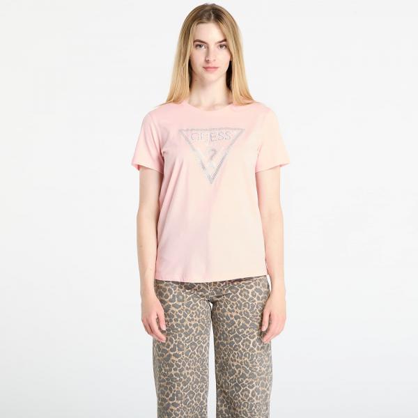 Tričko GUESS Ss Cn Krystal Triangle Tee Pink M