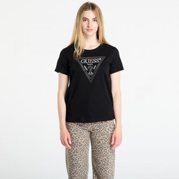 Tričko GUESS Ss Cn Krystal Triangle Tee Black XS