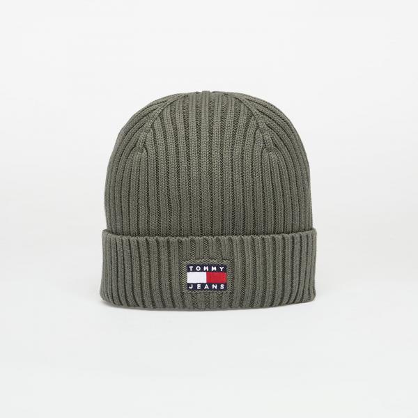 Čepice Tommy Jeans Heritage Core Beanie Pewter Green Universal