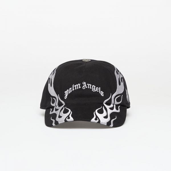 Kšiltovka Palm Angels Curved Logo Flames Cap Black/ Light Grey Universal