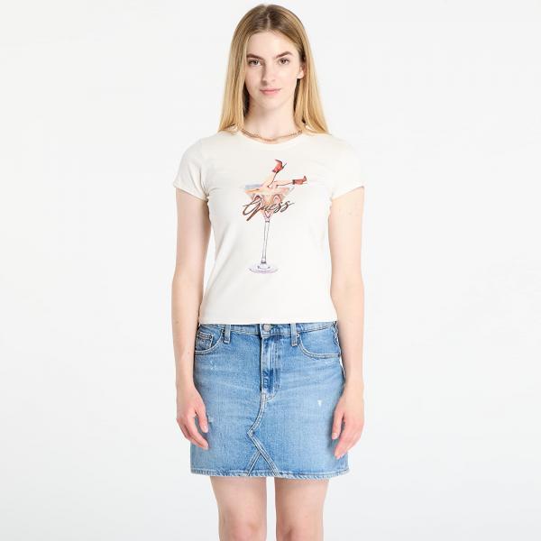Tričko GUESS Ss Tini Boots Espresso R5 Tee Beige S