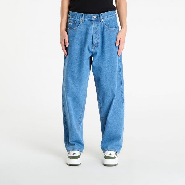 Džíny OBEY Bigwig Baggy Denim Medium Stonewash Lt Indigo W32