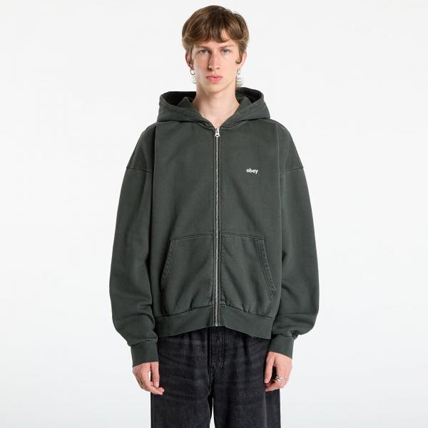Mikina OBEY Lowercase Pigment Zip Hood Pigment Pirate Black L