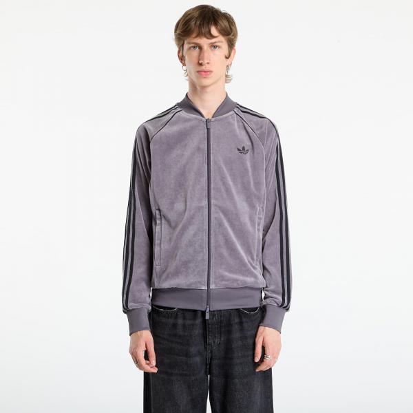 Bunda adidas SST Adicolor Velour Track Top Grey Strata/ Willow Grey/ Light Rosewood S
