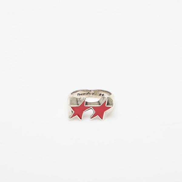 Twojeys Icon Red Enameled Single Ring Silver 16