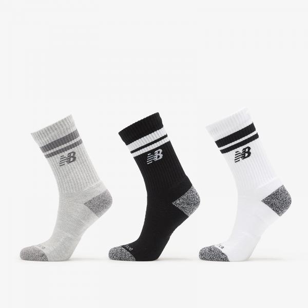 Ponožky New Balance Active Lifestyle Striped Crew Socks 3-Pack White/ Black/ Grey XL