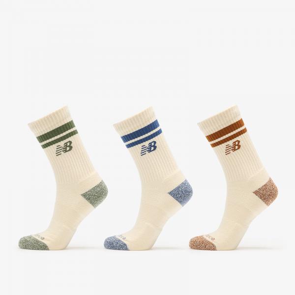 Ponožky New Balance Active Lifestyle Striped Crew Socks 3-Pack Beige S
