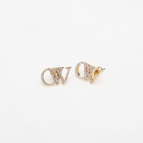 Off-White Ow Earrings W/ Strass Gold/ Silver Universal
