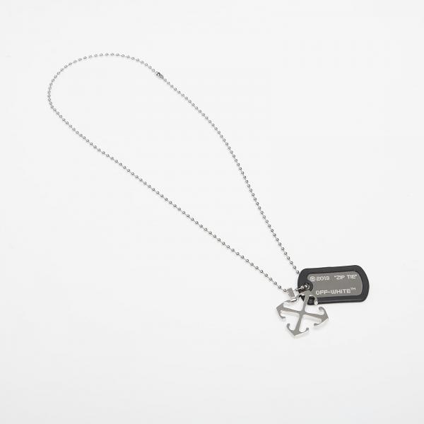 Off-White Zip Tie+Arrow Necklace Silver/ Black Universal