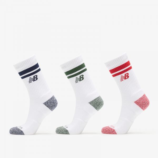 Ponožky New Balance Active Lifestyle Striped Crew Socks 3-Pack White XL