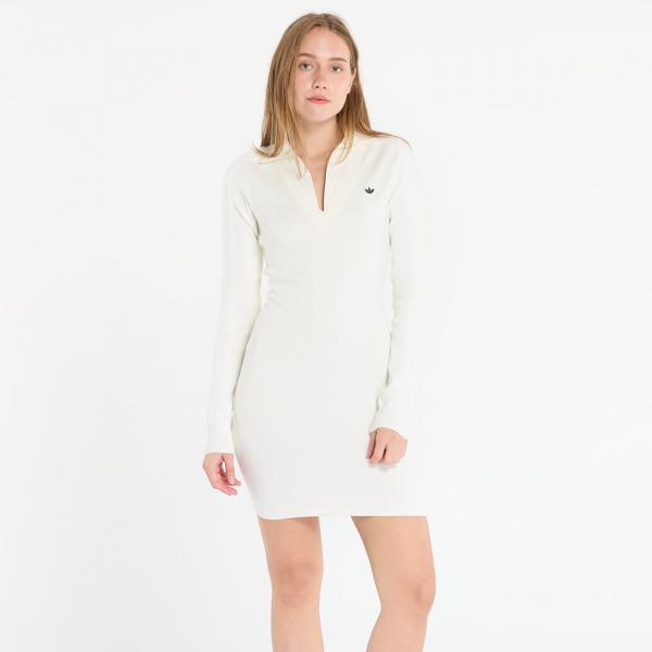 Šaty adidas Long Sleeve Collared Dress Off White L
