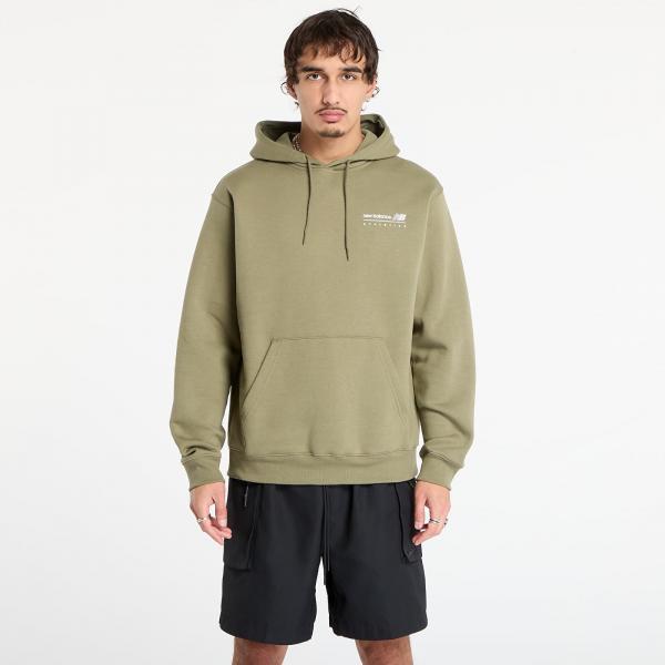 Mikina New Balance Linear Graphic Fleece Hoodie Dark Olive XXL