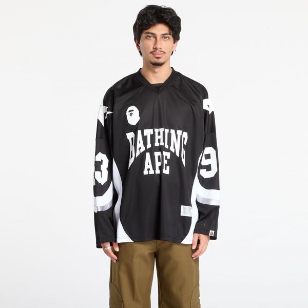 Tričko A BATHING APE Line Camo Jacquard Logo Relaxed Fit Ice Hockey Jersey Black L