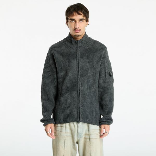 Svetr C.P. Company Lambswool Grs Full Zip Sweater Dark Shadow Grey XXL