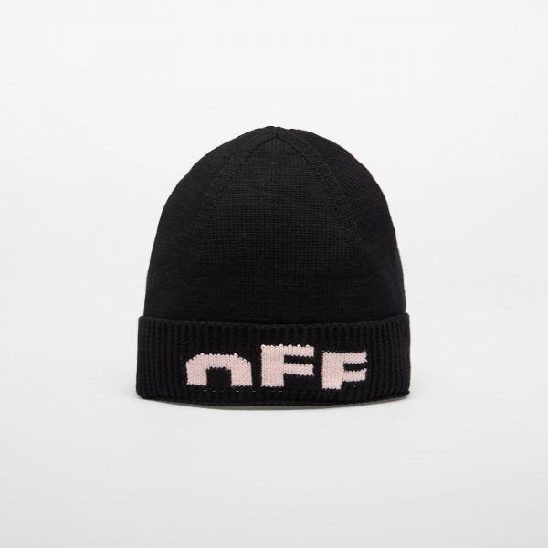 Čepice OFF-WHITE KIDS Type Logo Beanie Black/ Soft Pink II