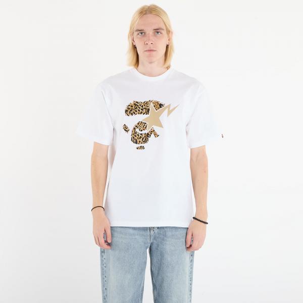 Tričko A BATHING APE Wild Leopard Pattern Ape Face Sta Tee UNISEX White XL