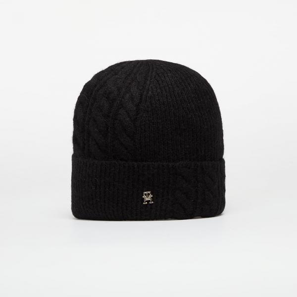 Čepice Tommy Hilfiger Elevated Chic Fluffy Beanie Black Universal