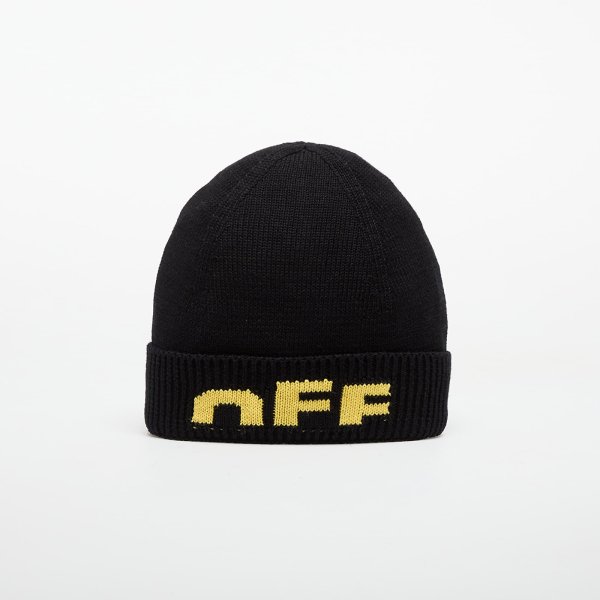 Čepice OFF-WHITE KIDS Type Logo Beanie Black/ Yellow II