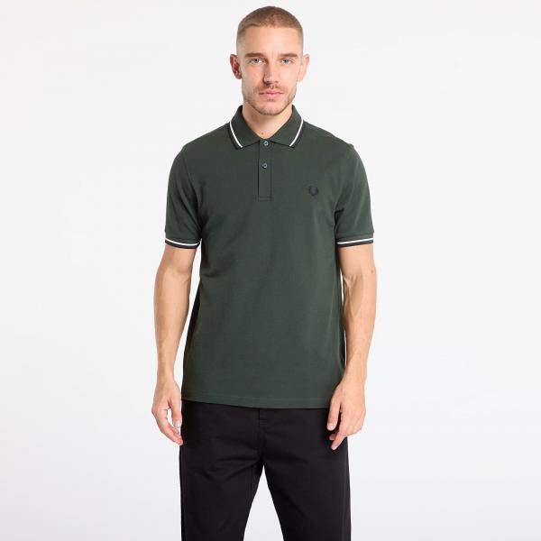 Tričko FRED PERRY Twin Tipped Fred Perry Shirt Court green/ Snow white/ Navy M