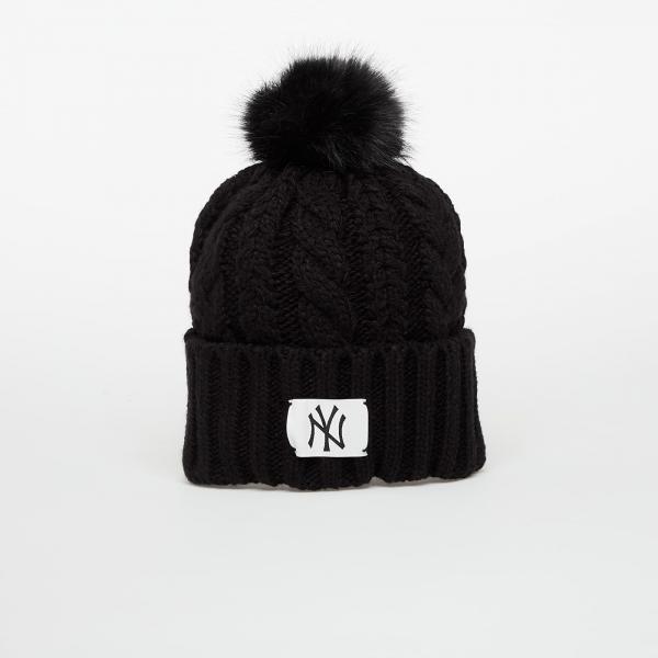 Čepice New Era Knit Medium Wmns MLB Cable Wide Beanie New York Yankees Black Universal