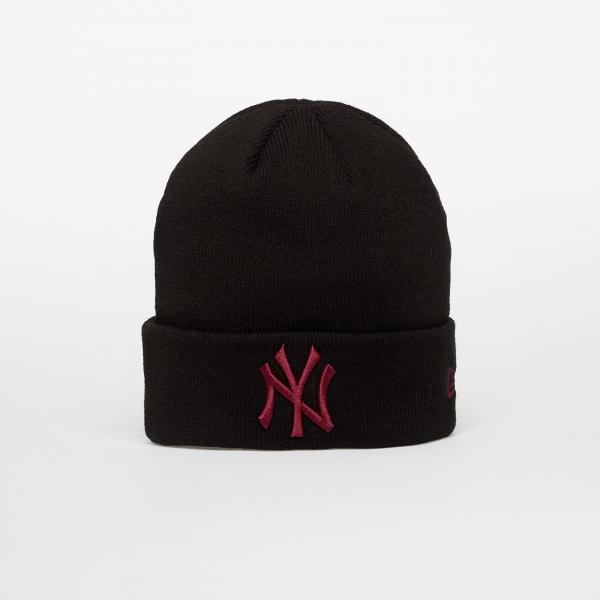 Čepice New Era Knit Medium MLB League Essential Beanie New York Yankees Black/ Frosted Burgundy Universal