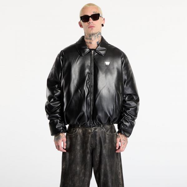 Bunda MISBHV Faux Leather Puffer Bomber Jacket Black L