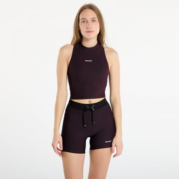 Top Bandit Striped Cadence™ Mockneck Halter Race Crop Black/ Fig XS